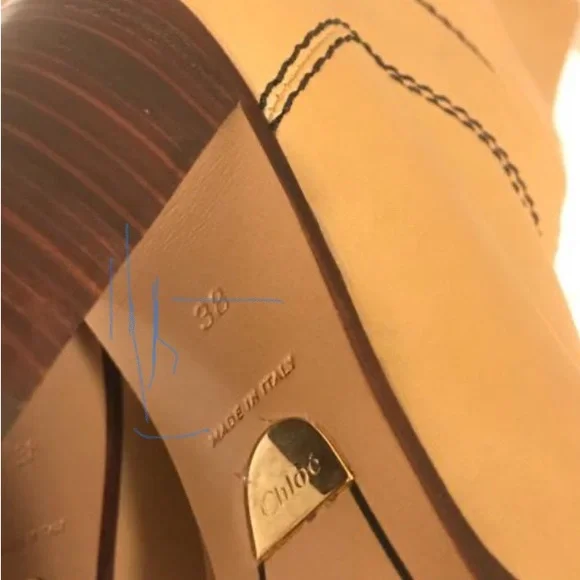 CHLOE new Riding Heeled Boot Tan Brown Knee-High Calf Stitched Leather Boots - Picture 11 of 17